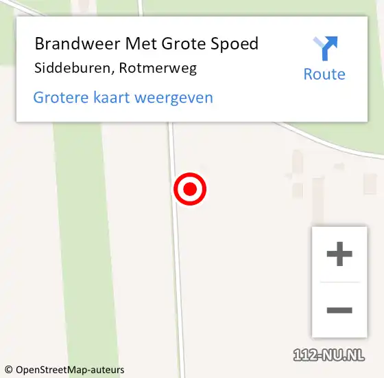 Locatie op kaart van de 112 melding: Brandweer Met Grote Spoed Naar Siddeburen, Rotmerweg op 5 december 2022 08:36