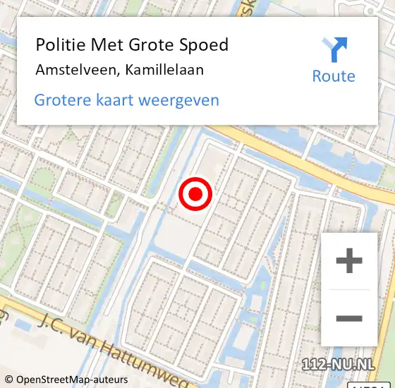 Locatie op kaart van de 112 melding: Politie Met Grote Spoed Naar Amstelveen, Kamillelaan op 5 december 2022 08:37