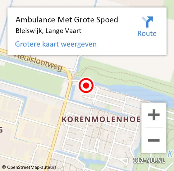 Locatie op kaart van de 112 melding: Ambulance Met Grote Spoed Naar Bleiswijk, Lange Vaart op 5 december 2022 08:37