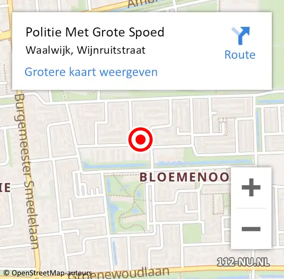 Locatie op kaart van de 112 melding: Politie Met Grote Spoed Naar Waalwijk, Wijnruitstraat op 5 december 2022 08:42