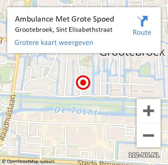 Locatie op kaart van de 112 melding: Ambulance Met Grote Spoed Naar Grootebroek, Sint Elisabethstraat op 5 december 2022 08:48
