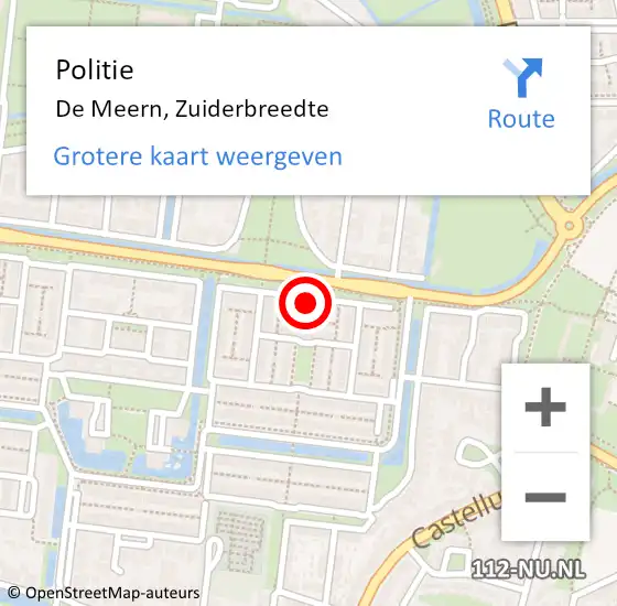 Locatie op kaart van de 112 melding: Politie De Meern, Zuiderbreedte op 5 december 2022 08:49