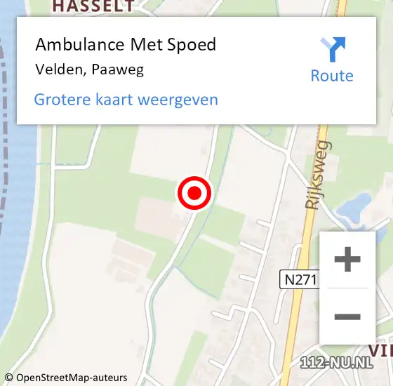 Locatie op kaart van de 112 melding: Ambulance Met Spoed Naar Velden, Paaweg op 7 augustus 2014 10:10