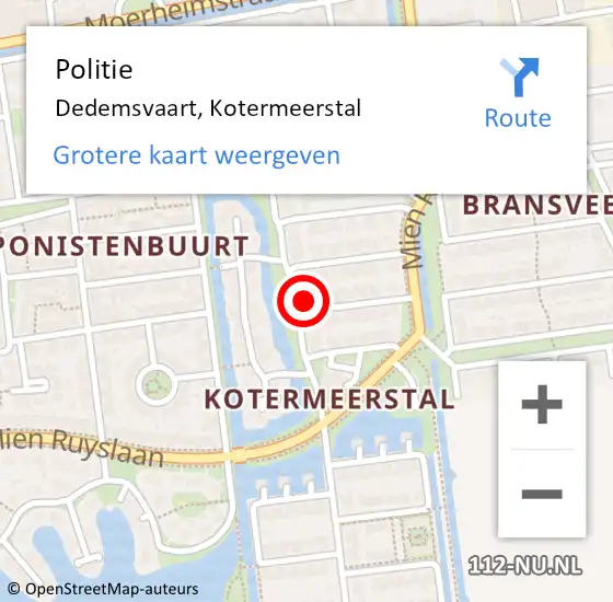 Locatie op kaart van de 112 melding: Politie Dedemsvaart, Kotermeerstal op 5 december 2022 09:29