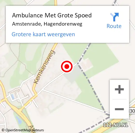 Locatie op kaart van de 112 melding: Ambulance Met Grote Spoed Naar Amstenrade, Hagendorenweg op 7 augustus 2014 10:13