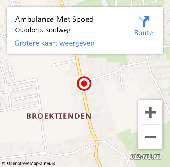 Locatie op kaart van de 112 melding: Ambulance Met Spoed Naar Ouddorp, Koolweg op 5 december 2022 09:54