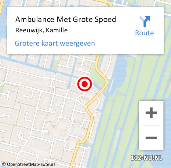 Locatie op kaart van de 112 melding: Ambulance Met Grote Spoed Naar Reeuwijk, Kamille op 5 december 2022 10:08