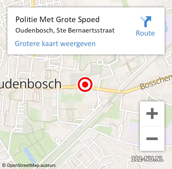 Locatie op kaart van de 112 melding: Politie Met Grote Spoed Naar Oudenbosch, Ste Bernaertsstraat op 5 december 2022 10:13