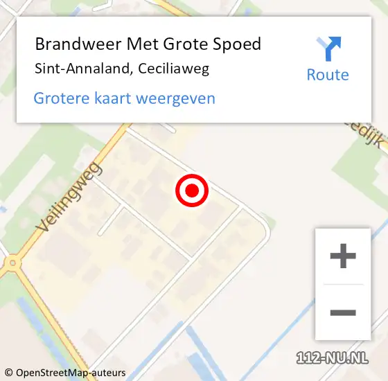 Locatie op kaart van de 112 melding: Brandweer Met Grote Spoed Naar Sint-Annaland, Ceciliaweg op 7 augustus 2014 10:17