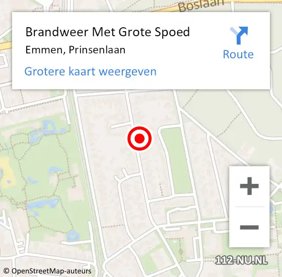 Locatie op kaart van de 112 melding: Brandweer Met Grote Spoed Naar Emmen, Prinsenlaan op 5 december 2022 10:47