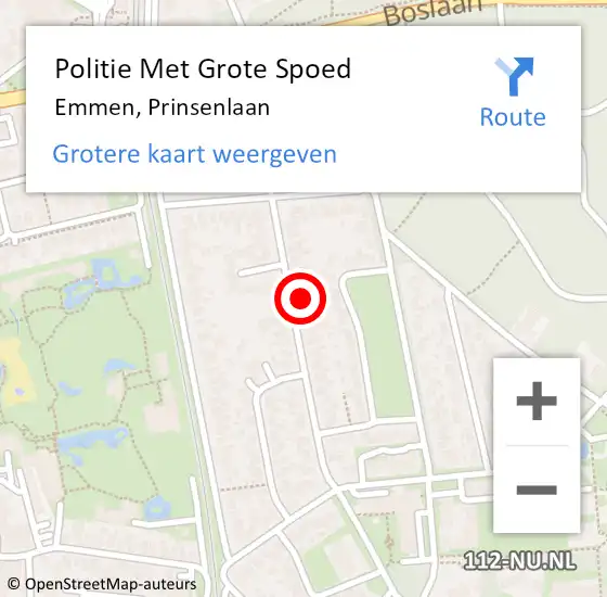 Locatie op kaart van de 112 melding: Politie Met Grote Spoed Naar Emmen, Prinsenlaan op 5 december 2022 10:51