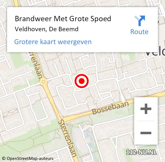 Locatie op kaart van de 112 melding: Brandweer Met Grote Spoed Naar Veldhoven, De Beemd op 5 december 2022 10:59