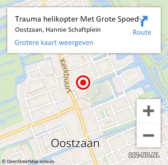 Locatie op kaart van de 112 melding: Trauma helikopter Met Grote Spoed Naar Oostzaan, Hannie Schaftplein op 5 december 2022 11:11