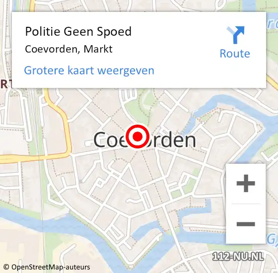 Locatie op kaart van de 112 melding: Politie Geen Spoed Naar Coevorden, Markt op 5 december 2022 11:27