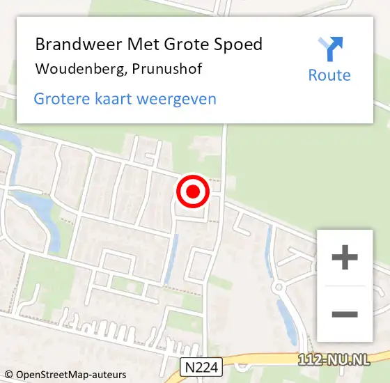 Locatie op kaart van de 112 melding: Brandweer Met Grote Spoed Naar Woudenberg, Prunushof op 5 december 2022 11:32