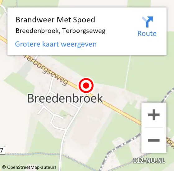 Locatie op kaart van de 112 melding: Brandweer Met Spoed Naar Breedenbroek, Terborgseweg op 5 december 2022 11:33