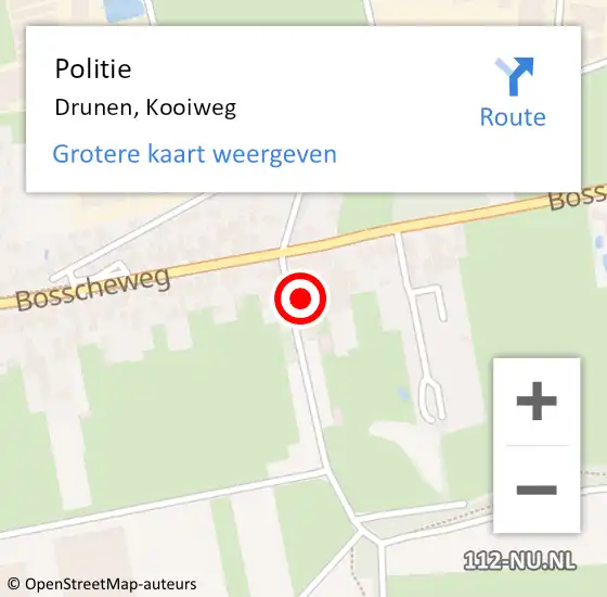 Locatie op kaart van de 112 melding: Politie Drunen, Kooiweg op 5 december 2022 11:38