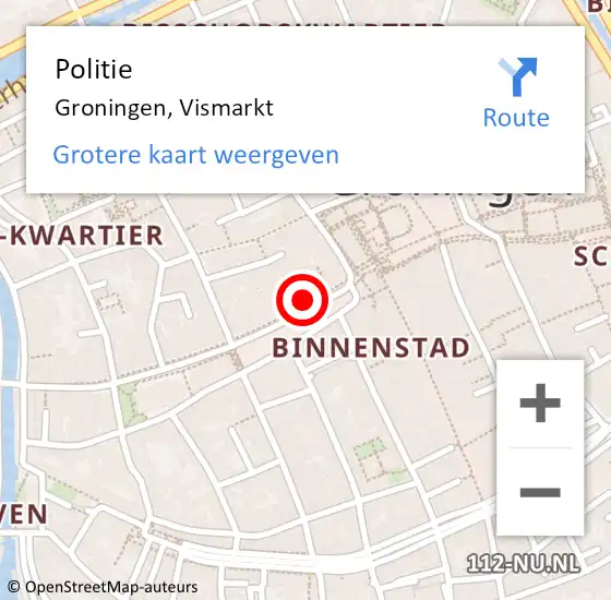 Locatie op kaart van de 112 melding: Politie Groningen, Vismarkt op 5 december 2022 11:45