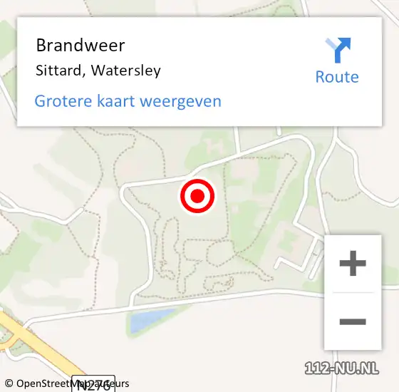 Locatie op kaart van de 112 melding: Brandweer Sittard, Watersley op 5 december 2022 12:03