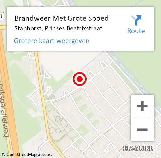 Locatie op kaart van de 112 melding: Brandweer Met Grote Spoed Naar Staphorst, Prinses Beatrixstraat op 5 december 2022 12:31
