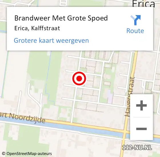 Locatie op kaart van de 112 melding: Brandweer Met Grote Spoed Naar Erica, Kalffstraat op 5 december 2022 12:38