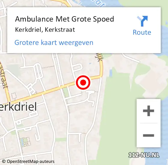 Locatie op kaart van de 112 melding: Ambulance Met Grote Spoed Naar Kerkdriel, Kerkstraat op 5 december 2022 12:46