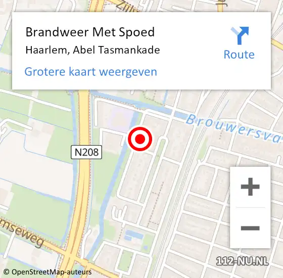 Locatie op kaart van de 112 melding: Brandweer Met Spoed Naar Haarlem, Abel Tasmankade op 5 december 2022 12:49