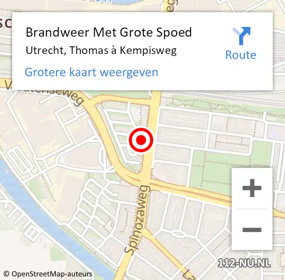 Locatie op kaart van de 112 melding: Brandweer Met Grote Spoed Naar Utrecht, Thomas à Kempisweg op 5 december 2022 12:57
