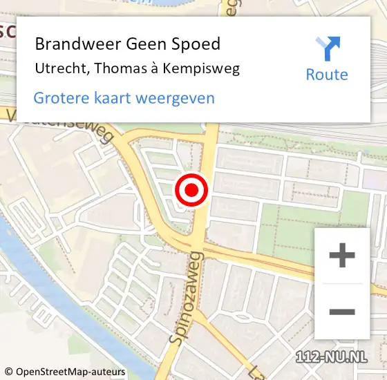 Locatie op kaart van de 112 melding: Brandweer Geen Spoed Naar Utrecht, Thomas à Kempisweg op 5 december 2022 12:58