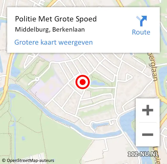 Locatie op kaart van de 112 melding: Politie Met Grote Spoed Naar Middelburg, Berkenlaan op 5 december 2022 13:03