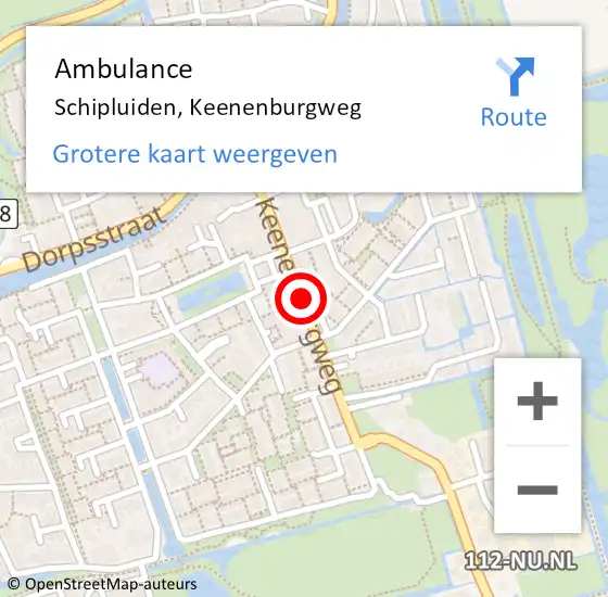 Locatie op kaart van de 112 melding: Ambulance Schipluiden, Keenenburgweg op 7 augustus 2014 10:35