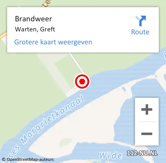 Locatie op kaart van de 112 melding: Brandweer Warten, Greft op 5 december 2022 13:11