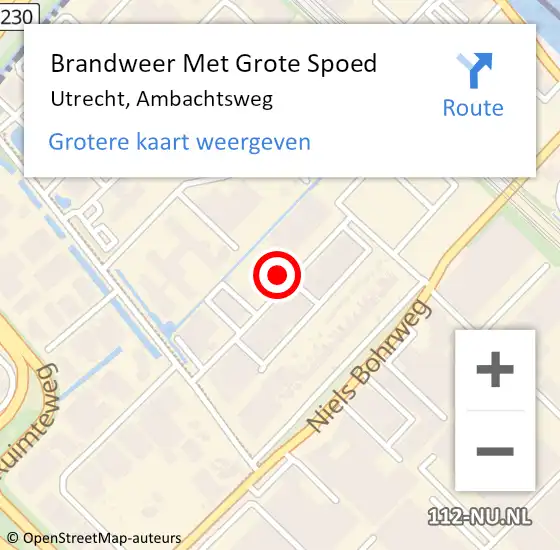 Locatie op kaart van de 112 melding: Brandweer Met Grote Spoed Naar Utrecht, Ambachtsweg op 5 december 2022 13:23