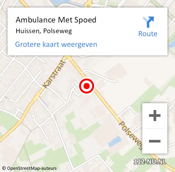 Locatie op kaart van de 112 melding: Ambulance Met Spoed Naar Huissen, Polseweg op 5 december 2022 13:55