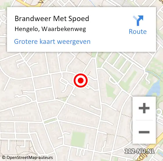 Locatie op kaart van de 112 melding: Brandweer Met Spoed Naar Hengelo, Waarbekenweg op 5 december 2022 14:00