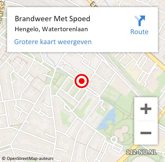 Locatie op kaart van de 112 melding: Brandweer Met Spoed Naar Hengelo, Watertorenlaan op 5 december 2022 14:01