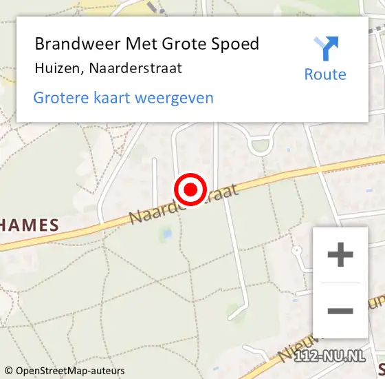 Locatie op kaart van de 112 melding: Brandweer Met Grote Spoed Naar Huizen, Naarderstraat op 5 december 2022 14:06