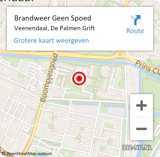 Locatie op kaart van de 112 melding: Brandweer Geen Spoed Naar Veenendaal, De Palmen Grift op 5 december 2022 14:06