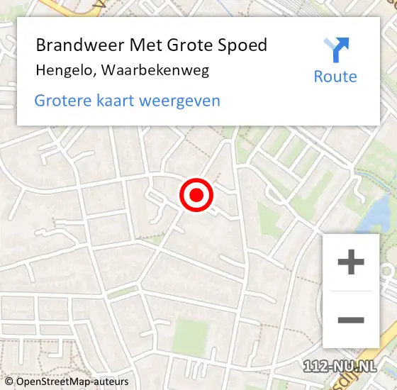 Locatie op kaart van de 112 melding: Brandweer Met Grote Spoed Naar Hengelo, Waarbekenweg op 5 december 2022 14:07