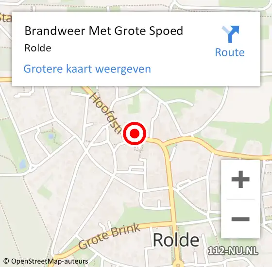 Locatie op kaart van de 112 melding: Brandweer Met Grote Spoed Naar Rolde op 5 december 2022 14:11