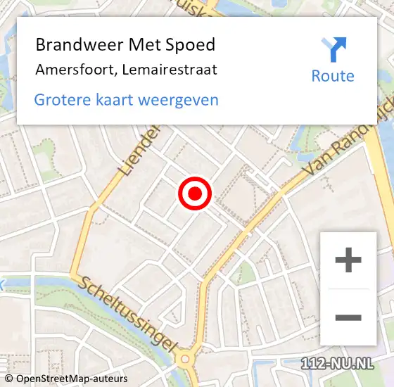 Locatie op kaart van de 112 melding: Brandweer Met Spoed Naar Amersfoort, Lemairestraat op 5 december 2022 14:23