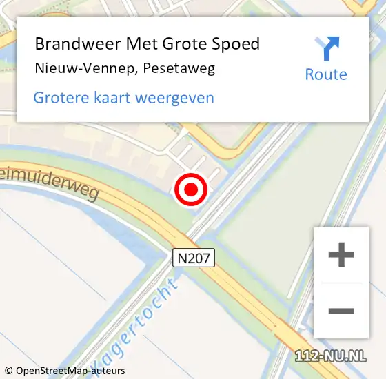 Locatie op kaart van de 112 melding: Brandweer Met Grote Spoed Naar Nieuw-Vennep, Pesetaweg op 5 december 2022 14:30