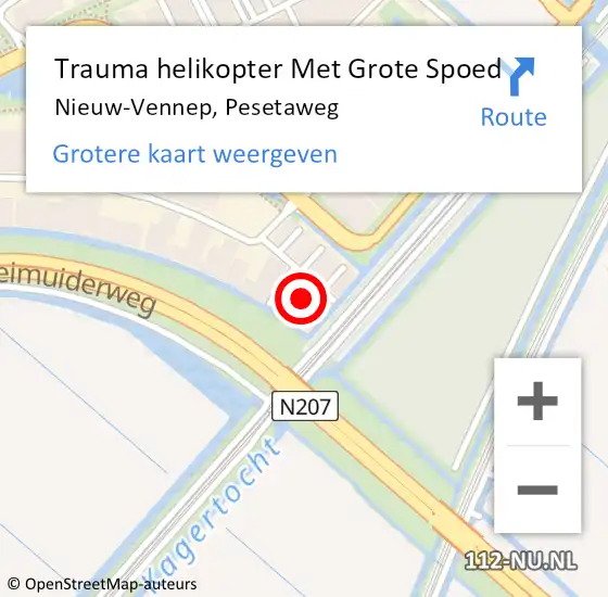 Locatie op kaart van de 112 melding: Trauma helikopter Met Grote Spoed Naar Nieuw-Vennep, Pesetaweg op 5 december 2022 14:30