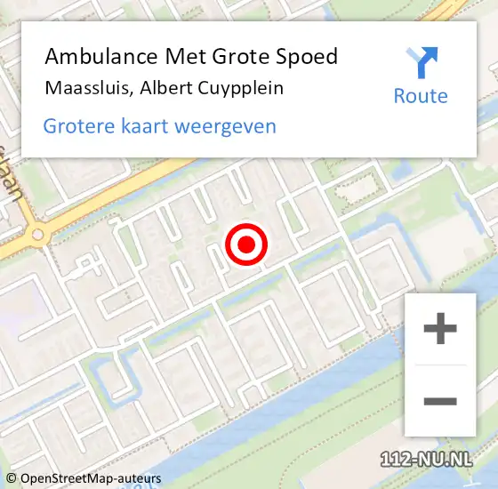 Locatie op kaart van de 112 melding: Ambulance Met Grote Spoed Naar Maassluis, Albert Cuypplein op 5 december 2022 14:36