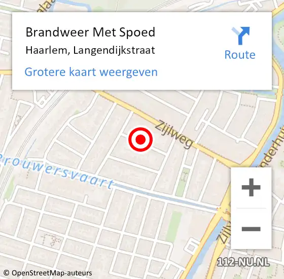 Locatie op kaart van de 112 melding: Brandweer Met Spoed Naar Haarlem, Langendijkstraat op 5 december 2022 14:44