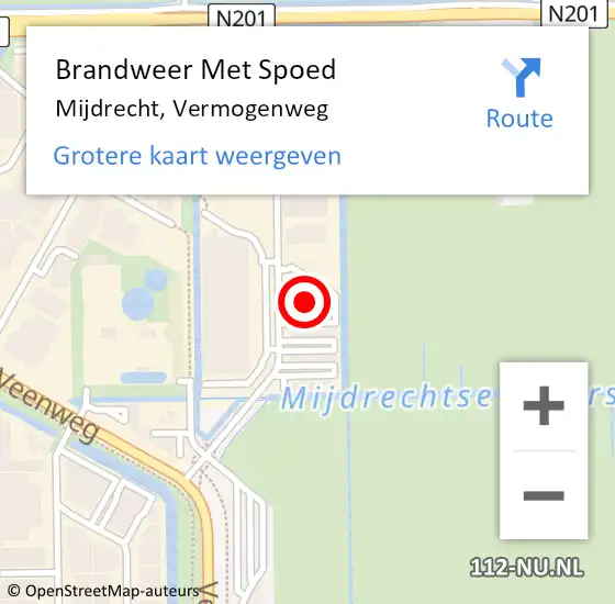 Locatie op kaart van de 112 melding: Brandweer Met Spoed Naar Mijdrecht, Vermogenweg op 5 december 2022 15:01