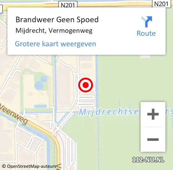 Locatie op kaart van de 112 melding: Brandweer Geen Spoed Naar Mijdrecht, Vermogenweg op 5 december 2022 15:06