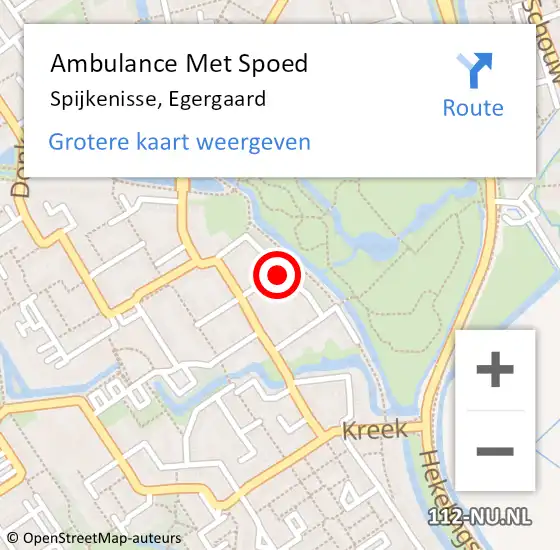 Locatie op kaart van de 112 melding: Ambulance Met Spoed Naar Spijkenisse, Egergaard op 5 december 2022 15:09