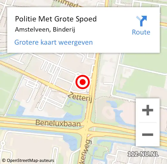 Locatie op kaart van de 112 melding: Politie Met Grote Spoed Naar Amstelveen, Binderij op 5 december 2022 15:19