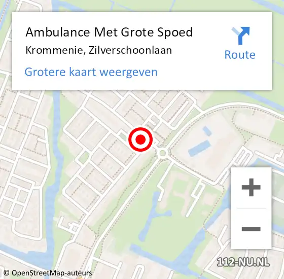 Locatie op kaart van de 112 melding: Ambulance Met Grote Spoed Naar Krommenie, Zilverschoonlaan op 5 december 2022 15:35